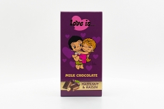 Шоколад Love is молочный с дробленым фундуком и изюмом  85 гр